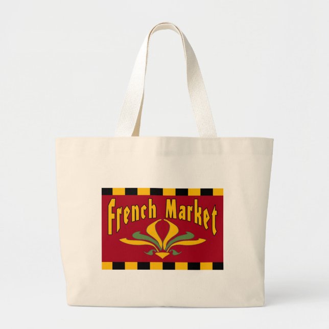 French Market New Orleans Large Tote Bag (Front)