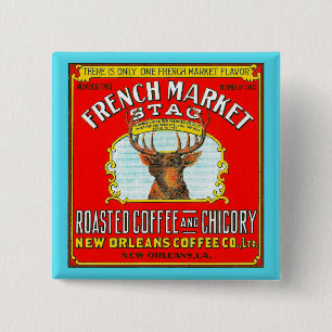 French Market Stag Roasted Coffee and Chicory 15 Cm Square Badge
