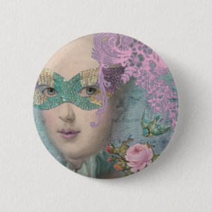 French Masquerade 6 Cm Round Badge