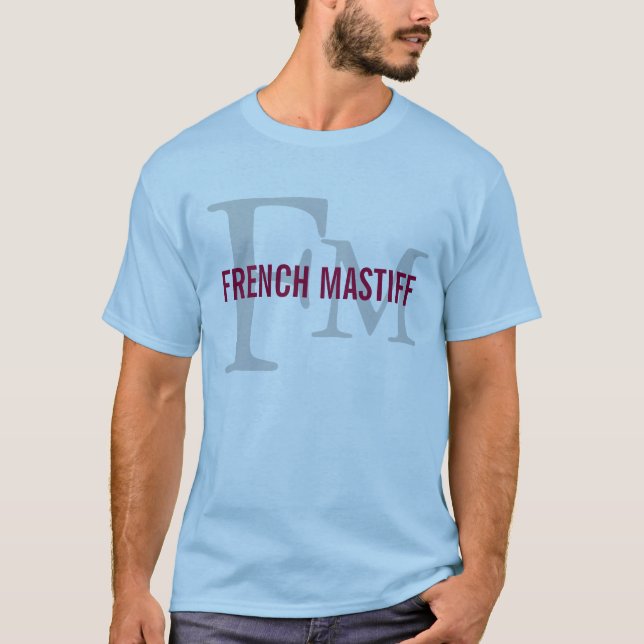 French Mastiff Breed Monogram Design T-Shirt (Front)