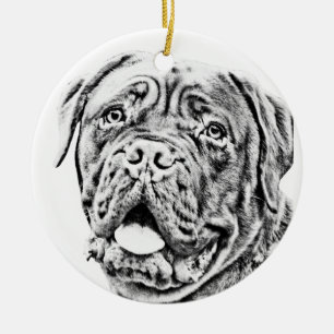 French Mastiff Ceramic Tree Decoration