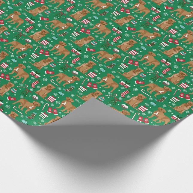 French Mastiff Dog Christmas Wrapping Paper (Corner)
