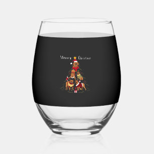 French Mastiff Dogue de Bordeaux Christmas Tree Xm Stemless Wine Glass