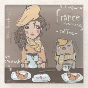 French Meal Glass Coaster