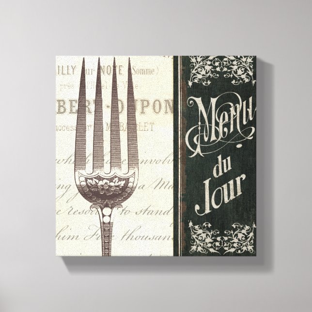 French Menu and Fork Canvas Print (Front)