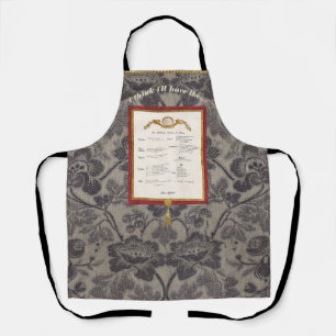 French Menu Elegant Damask Apron
