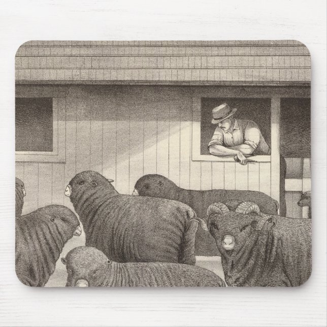 French merino sheep mouse mat (Front)
