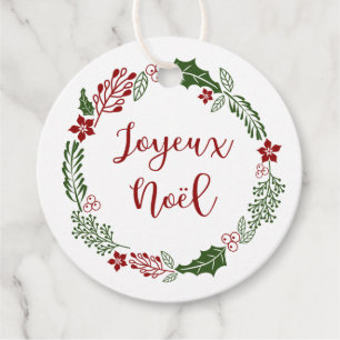 French Merry Christmas, Joyeux Noël, Custom Favour Tags