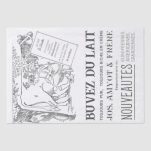 French Milk Cow Advertisement Vintage Decoupage    Tissue Paper