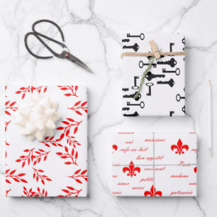 French Motif Assorted Wrapping Paper Sheet