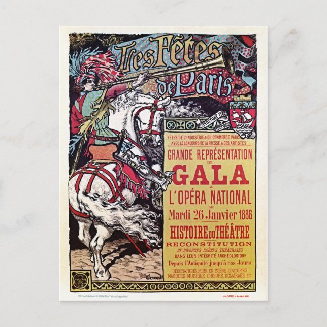 French National Opera mediaeval style vintage gala Postcard (Front)