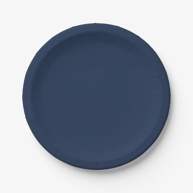 French Navy Blue Solid Colour Paper Plate (Front)