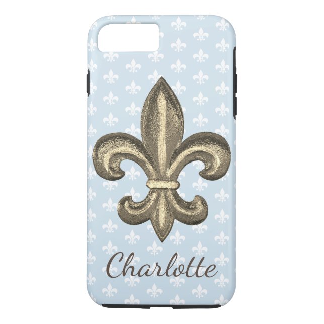 French New Orleans Fleur De Lis & Blue Case-Mate iPhone Case (Back)