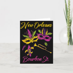French New Orleans Mardi Gras Souvenir Bourbon Str Card