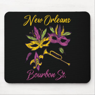 French New Orleans Mardi Gras Souvenir Bourbon Str Mouse Mat