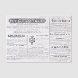 French Newspaper Ads Crown Marriage Decoupage      Tissue Paper