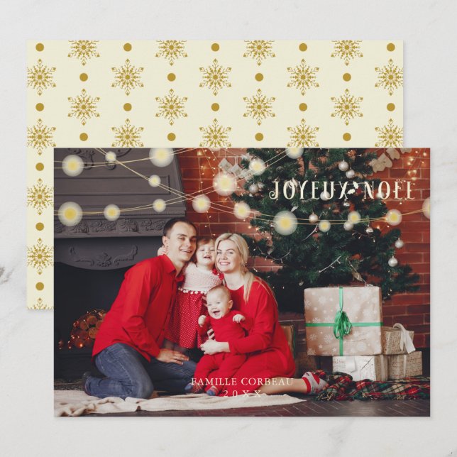 French Noël Modern Elegant Chic Photo Family Holiday Card (Front/Back)
