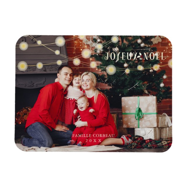 French Noël Modern Elegant Chic Photo Family Magnet (Horizontal)