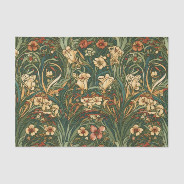 French, nouveau inspired field of wildflowers tissue paper (Front)