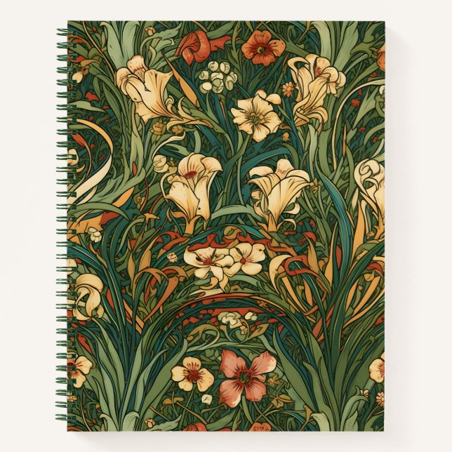 French, Nouveau style, wildflower, floral, nature Notebook (Front)