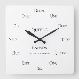 French Numbers Custom Place & Local Time Square Wall Clock