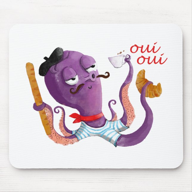 French Octopus Mouse Mat (Front)