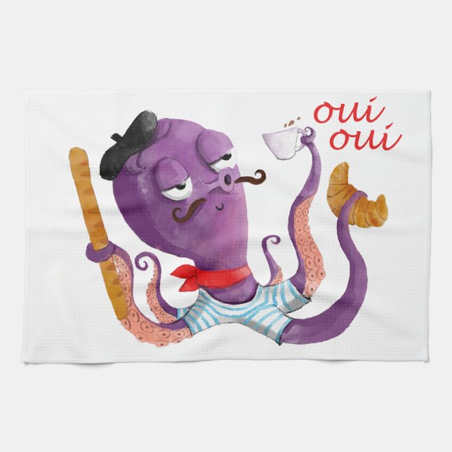 French Octopus Tea Towel (Horizontal)