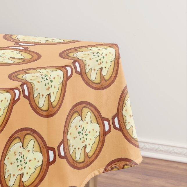French Onion Soup Crock Cheese Food Dinner Party  Tablecloth (In Situ)