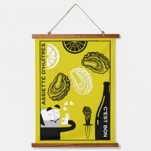 French Oyster Country Kitchen Decor Hanging Tapestry