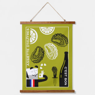 French Oyster Country Kitchen Decor Hanging Tapestry