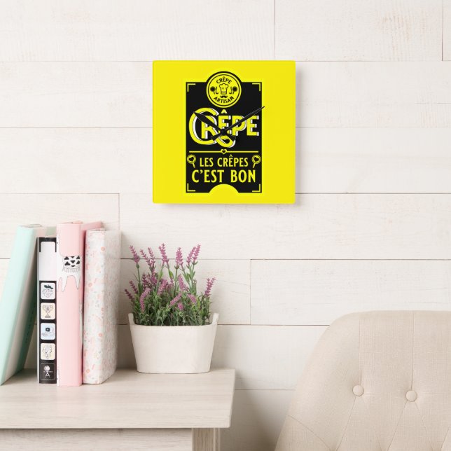 French Pancakes Square Wall Clock (Reading Room)
