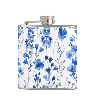 French Paper Wildflowers Pattern Design-98186 Hip Flask