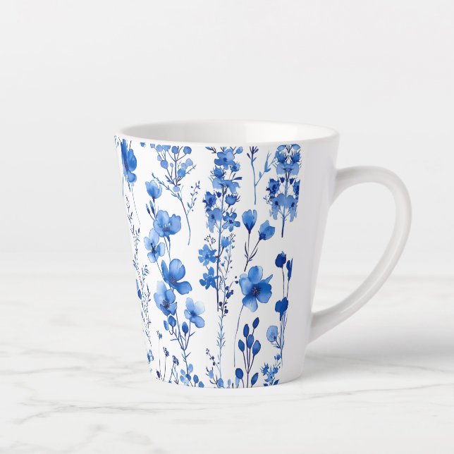 French Paper Wildflowers Pattern Design-98186 Latte Mug (Right)