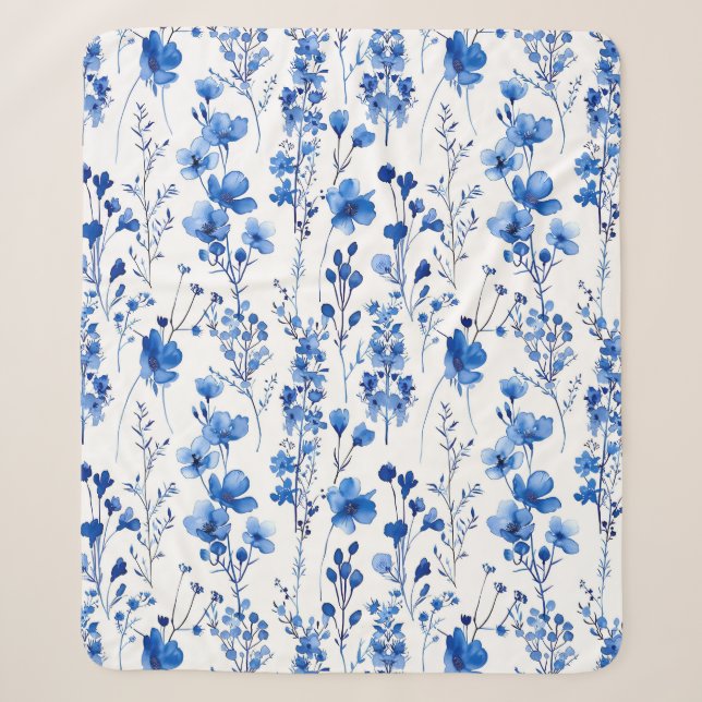 French Paper Wildflowers Pattern Design-98186 Sherpa Blanket (Front)