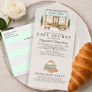 French Paris Cafe Bébé Gender Neutral Baby Shower All In One Invitation