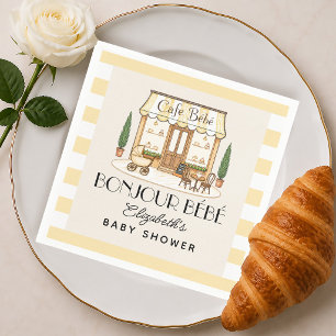 French Paris Cafe Bébé Gender Neutral Baby Shower Napkin
