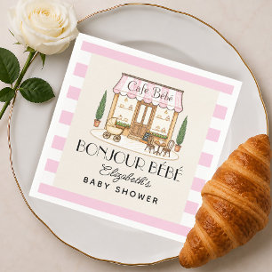 French Paris Cafe Bébé Girl Baby Shower Napkin