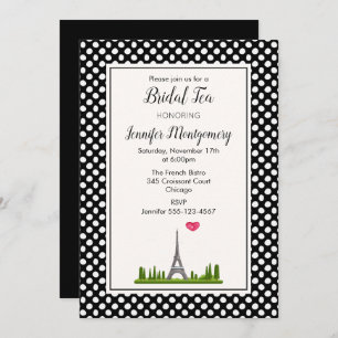 French Paris Eiffel Tower Bridal Tea Invitation