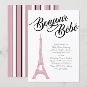 French Paris Pink Baby Shower Girl Parisienne Invitation