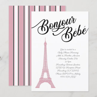 French Paris Pink Baby Shower Girl Parisienne Invitation