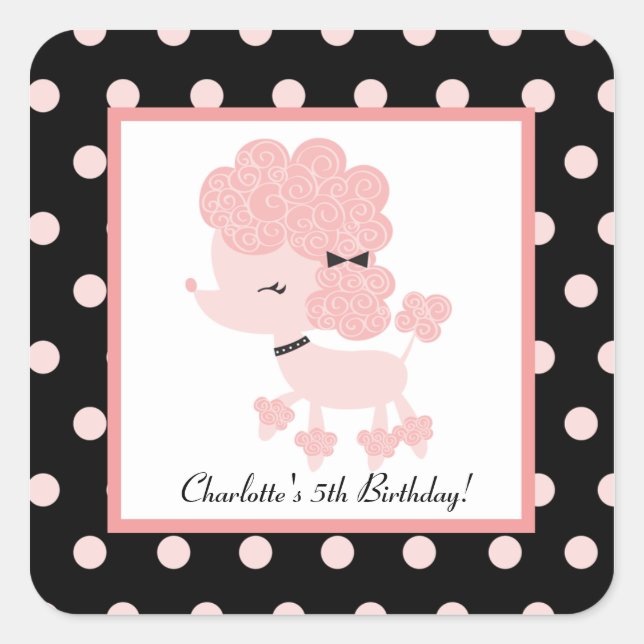 French Paris Poodle Square Envelope Seals (20) (Front)