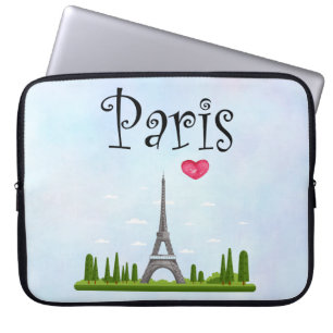 French Paris with Eiffel Tower Laptop Sleeve