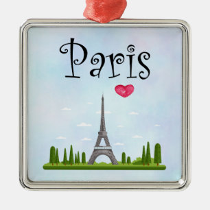 French Paris with Eiffel Tower Metal Tree Decoration