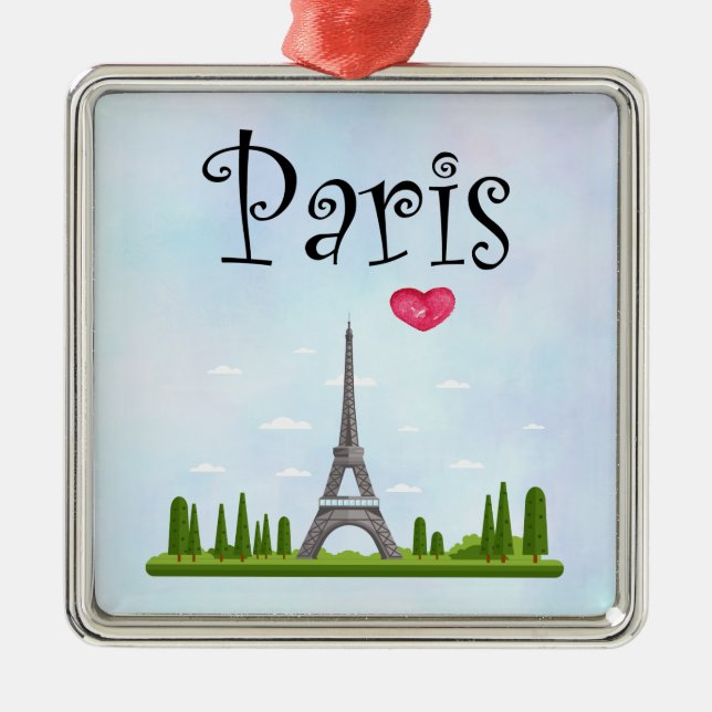 French Paris with Eiffel Tower Metal Tree Decoration (Front)
