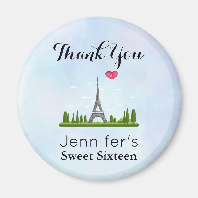 French Paris with Eiffel Tower Sweet Sixteen Magnet (Front)