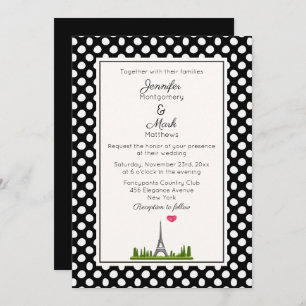 French Paris with Eiffel Tower Wedding Invitation