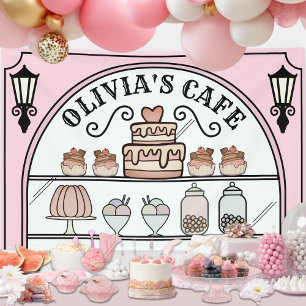 French Parisian Cafe shop window Birthday Backdrop Banner