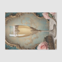 French Parisian Rococo Champagne Glass Decoupage