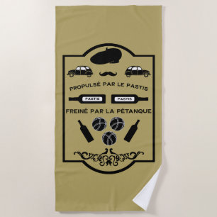 French Pastis Pétanque Beach Towel