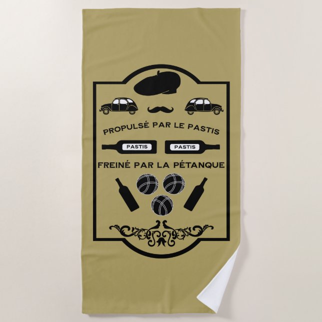 French Pastis Pétanque Beach Towel (Front)